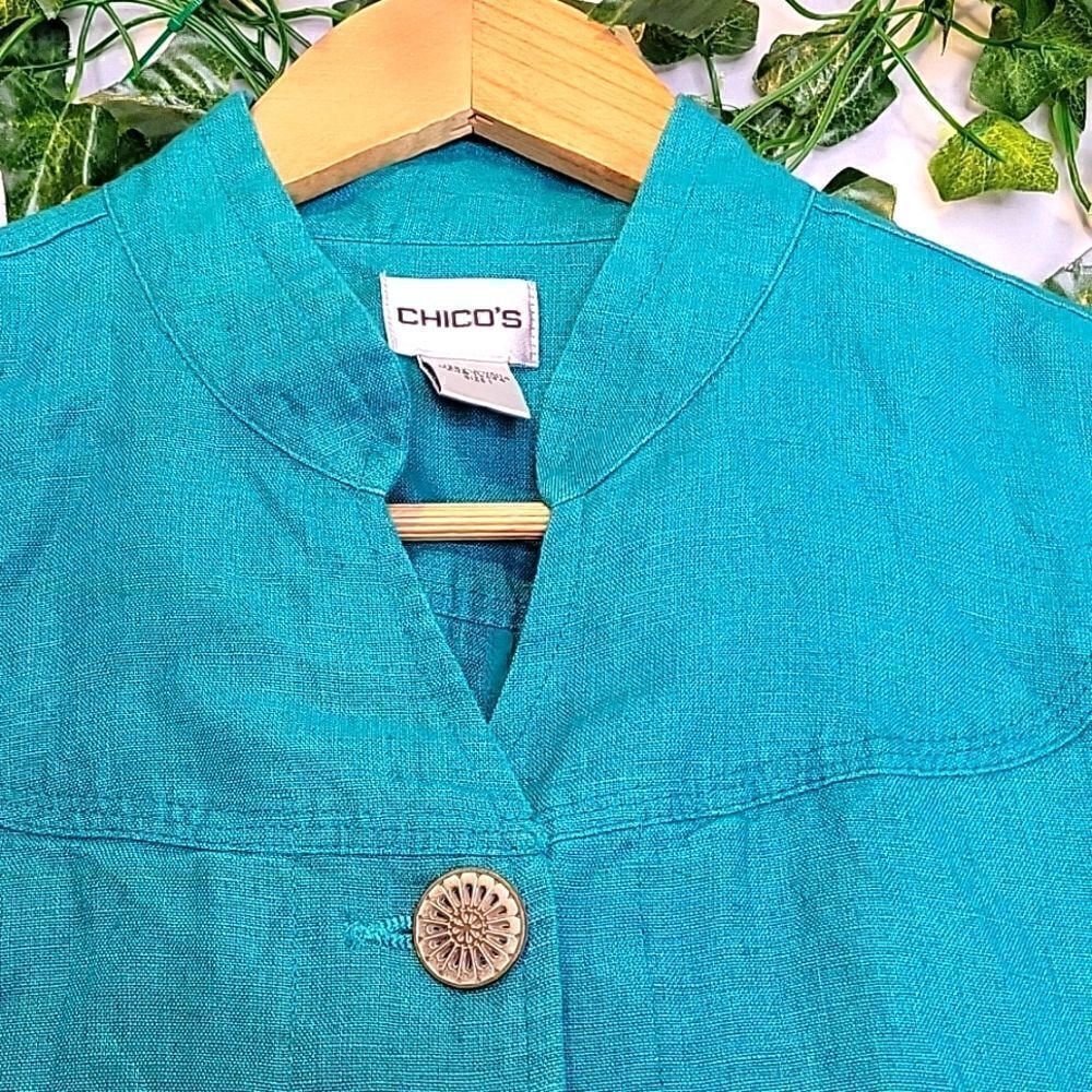 Chico's. Linen Jacket. Size 1. EUC - Picture 2 of 9